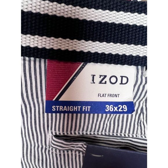 NWT Izod The Sandybay Seersucker Pant w/Belt 36X29- Straight Fit/Flat Front - Picture 6 of 7